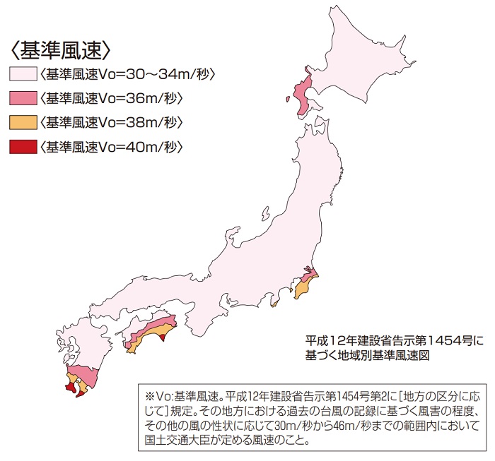 全国の基準風速（2000年データ）